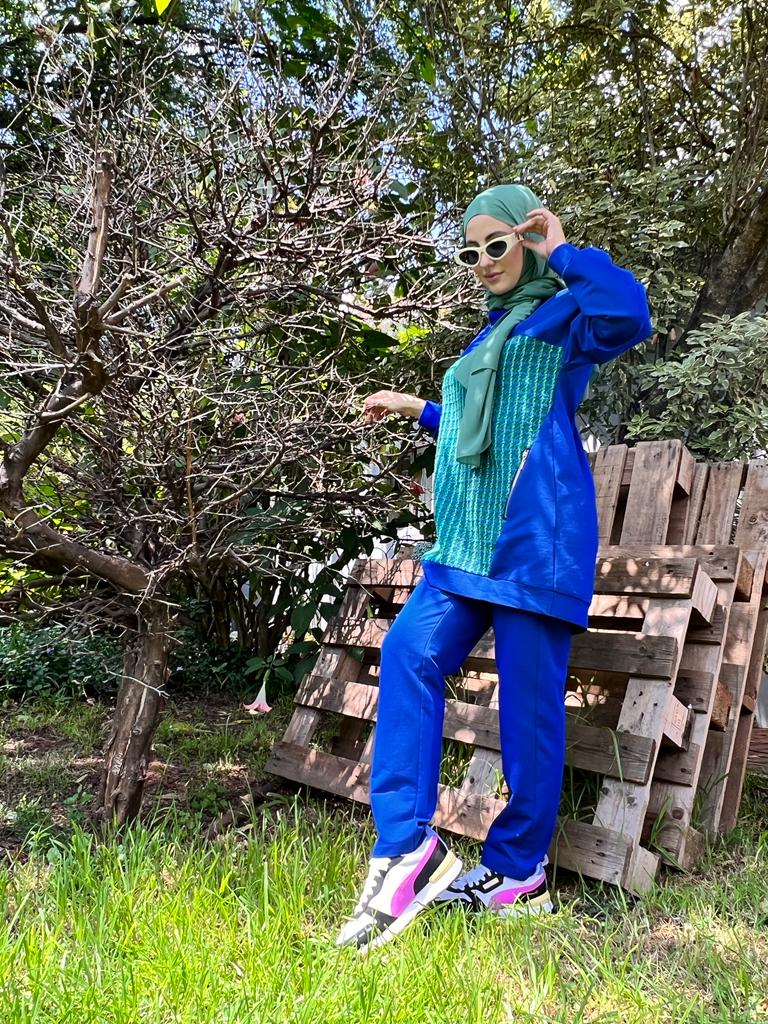 Blue green tracksuit set