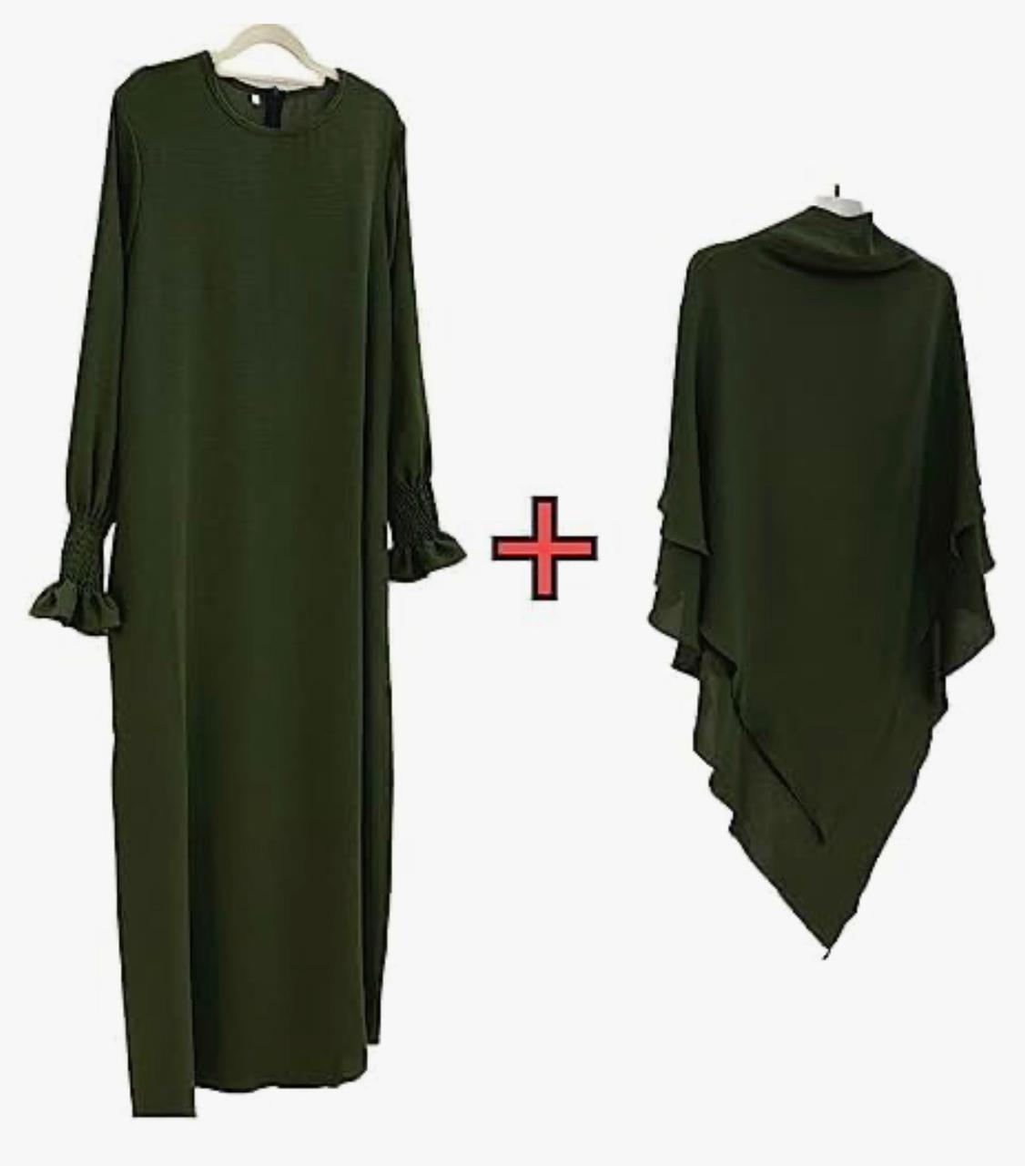 Two Piece Jilbab, with layered scarf and long sleeve inner